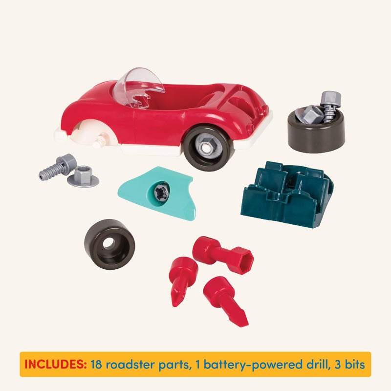 Battat â€“ Toddler Construction Toys â€“ Developmental Toy Vehicle Kit â€“ Sports Car Building Set â€“ Screwdriver and Tools â€“ 3+ Yearsâ€“ Take â€“ Apart Roadster, Red - Image 4